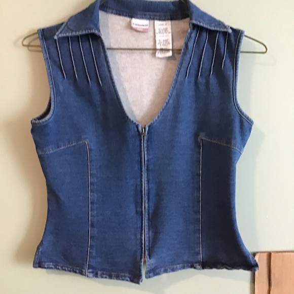No Boundaries Stretch junior denim Capri Vest Set SZ M/7 Made in Kenya Preowned - Picture 8 of 11